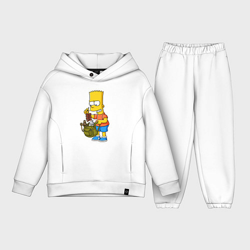 Детский костюм оверсайз Барт Симпсон разбирает свой рюкзак / Белый – фото 1
