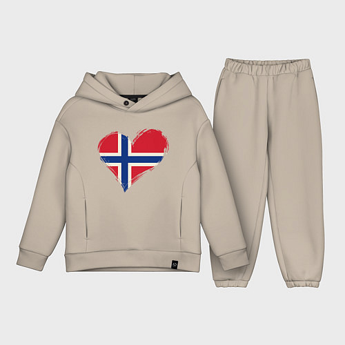 Детский костюм оверсайз Сердце - Норвегия / Миндальный – фото 1