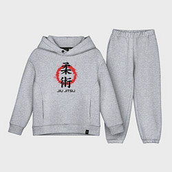 Детский костюм оверсайз Jiu jitsu red splashes logo, цвет: меланж
