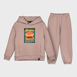 Детский костюм оверсайз Burgers - Made fresh daily!, цвет: пыльно-розовый