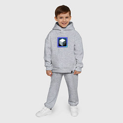 Детский костюм оверсайз Белый геометрический куб с сиянием, цвет: меланж — фото 2