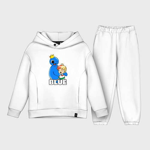 Детский костюм оверсайз Радужные друзья Синий и малыш / Белый – фото 1