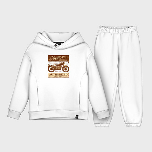 Детский костюм оверсайз Ретро мотоцикл гранж / Белый – фото 1