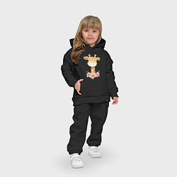 Детский костюм оверсайз Милый жираф с цветими, цвет: черный — фото 2