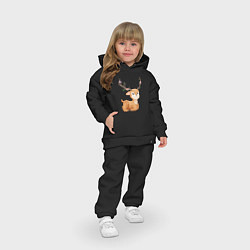 Детский костюм оверсайз Милый оленёнок с цветими прилёг, цвет: черный — фото 2