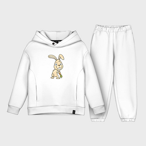 Детский костюм оверсайз Кролик с морковкой / Белый – фото 1