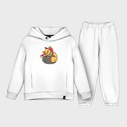 Детский костюм оверсайз Резиновая утка пожарный, цвет: белый