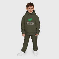 Детский костюм оверсайз Грелка тумблер зелёная, цвет: хаки — фото 2