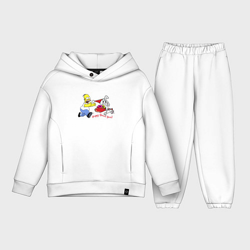 Детский костюм оверсайз Гомер Симпсон гонится за кроликом / Белый – фото 1