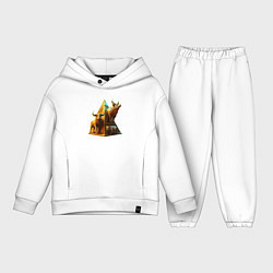 Детский костюм оверсайз Бык на фоне пирамиды, цвет: белый