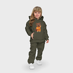 Детский костюм оверсайз Пожарный медведь, цвет: хаки — фото 2