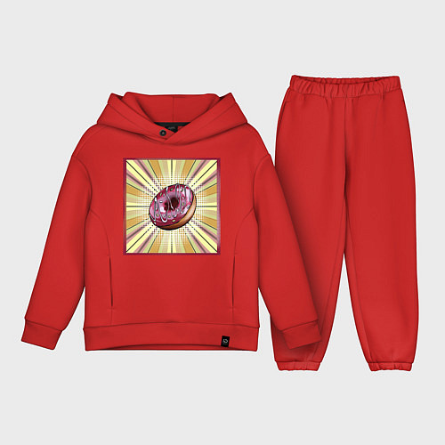 Детский костюм оверсайз Пончик в стиле поп-арт / Красный – фото 1