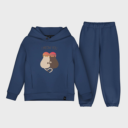 Детский костюм оверсайз Коты на закате / Тёмно-синий – фото 1