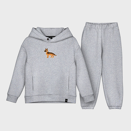 Детский костюм оверсайз Мультяшная немецкая овчарка / Меланж – фото 1