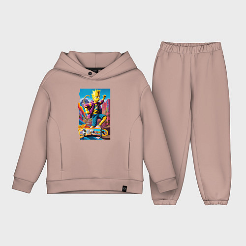 Детский костюм оверсайз Барт Симпсон скейтбордист - фантазия / Пыльно-розовый – фото 1