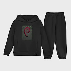 Детский костюм оверсайз Debian Linux, цвет: черный