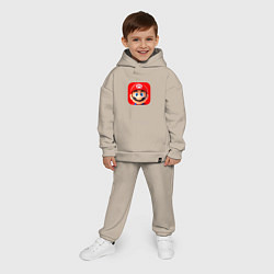 Детский костюм оверсайз Марио лого, цвет: миндальный — фото 2
