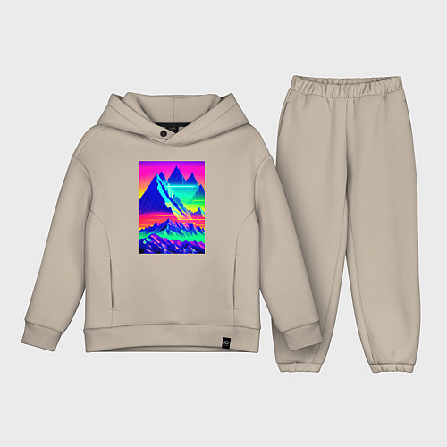 Детский костюм оверсайз Неоновые горы / Миндальный – фото 1