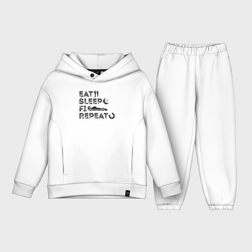 Детский костюм оверсайз Eat sleep F1 / Белый – фото 1