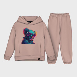 Детский костюм оверсайз Коала в очках, цвет: пыльно-розовый