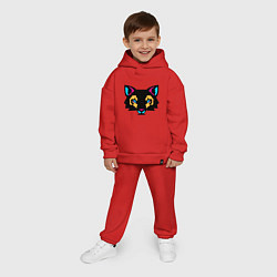 Детский костюм оверсайз Яркий абстрактный кот, цвет: красный — фото 2