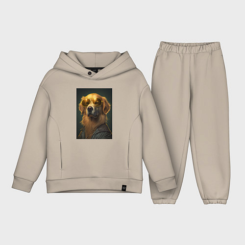 Детский костюм оверсайз Золотистый ретривер в очках / Миндальный – фото 1