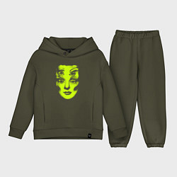 Детский костюм оверсайз Double lime face, цвет: хаки