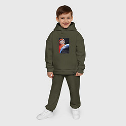 Детский костюм оверсайз Гагарин космос, цвет: хаки — фото 2