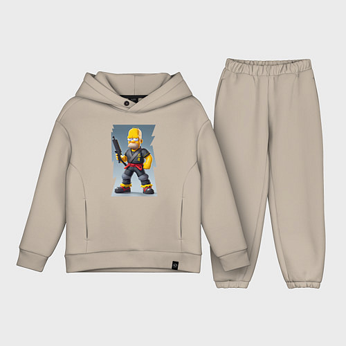 Детский костюм оверсайз Homer Simpson - cyberninja - fantasy / Миндальный – фото 1