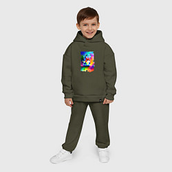 Детский костюм оверсайз Акварельный Пикачу - поп-арт, цвет: хаки — фото 2