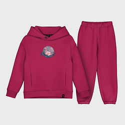 Детский костюм оверсайз Розовая птица, цвет: маджента