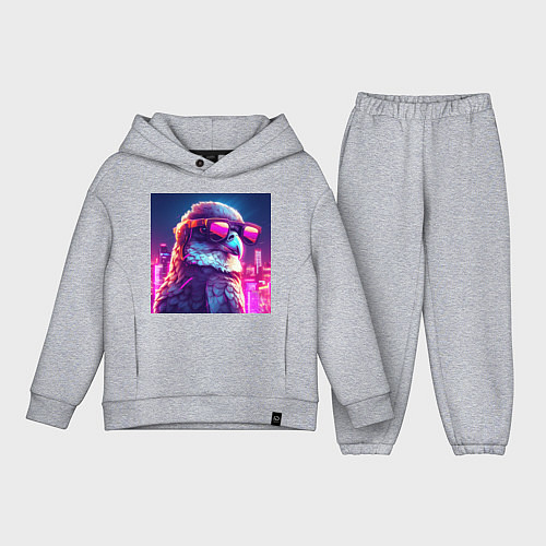 Детский костюм оверсайз Сокол в очках / Меланж – фото 1