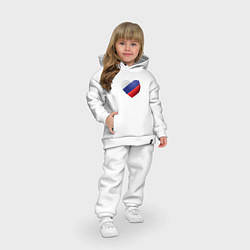 Детский костюм оверсайз Флаг России в сердце, цвет: белый — фото 2