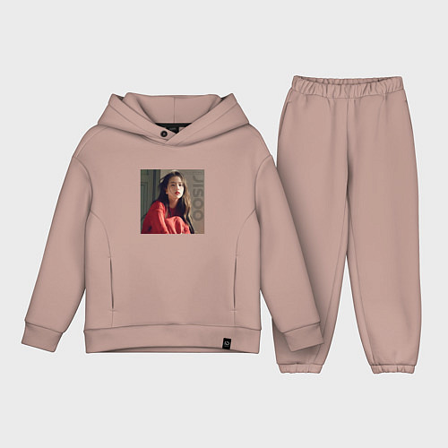 Детский костюм оверсайз Blackpink Lisa red / Пыльно-розовый – фото 1