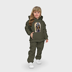 Детский костюм оверсайз Крутой волчара - стимпанк - нейросеть, цвет: хаки — фото 2