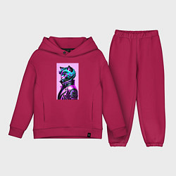 Детский костюм оверсайз Прикольный фиолетовый котейка - нейросеть