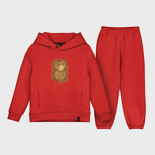 Детский костюм оверсайз Злой мишка, грустный медведь / Красный – фото 1