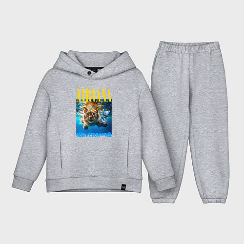 Детский костюм оверсайз Кот Нирвана / Меланж – фото 1