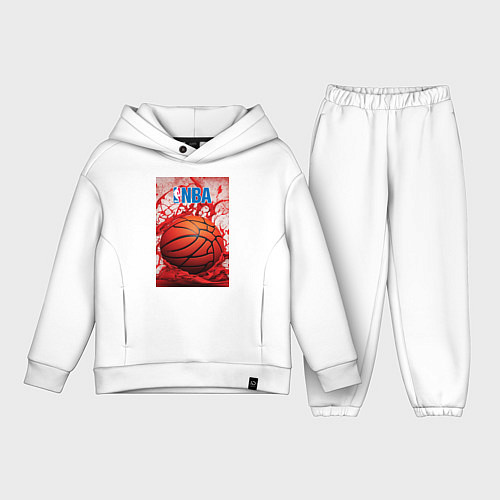 Детский костюм оверсайз Баскетбольный мяч nba / Белый – фото 1