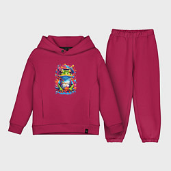 Детский костюм оверсайз Красочный лягушонок в одежде, цвет: маджента