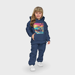 Детский костюм оверсайз Автомобиль Dodge в стиле retrowave, цвет: тёмно-синий — фото 2