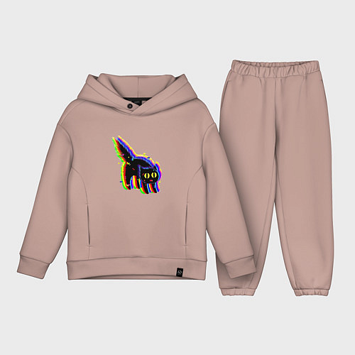 Детский костюм оверсайз Глюк кот - Technical Glitch / Пыльно-розовый – фото 1