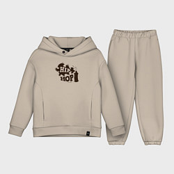 Детский костюм оверсайз Хип-хоп граффити, цвет: миндальный