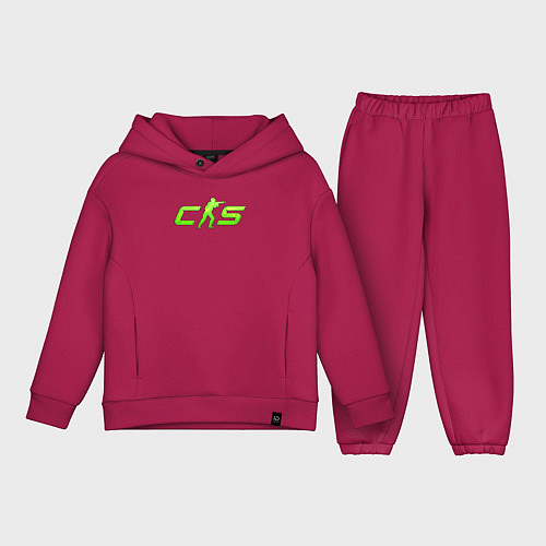 Детский костюм оверсайз CS2 green logo / Маджента – фото 1