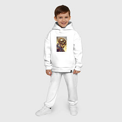 Детский костюм оверсайз Череп а стиле стимпанк - нейросеть, цвет: белый — фото 2