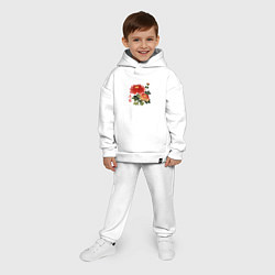 Детский костюм оверсайз Красные хризантемы, цвет: белый — фото 2