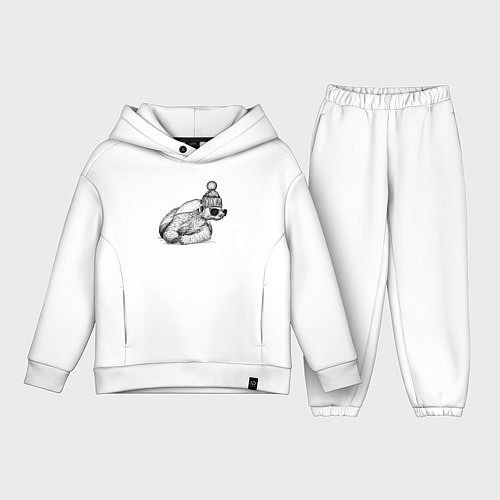 Детский костюм оверсайз Медоед стильный / Белый – фото 1