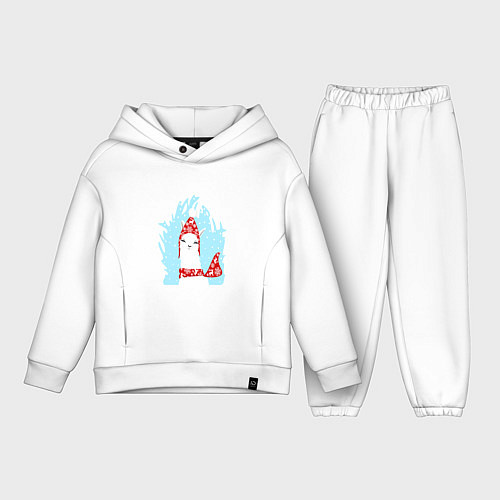 Детский костюм оверсайз Лама - альпака в шапочке / Белый – фото 1