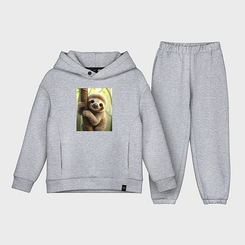 Детский костюм оверсайз Ленивец в лесу / Меланж – фото 1