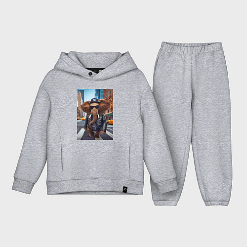 Детский костюм оверсайз Funny elephant - a New Yorker - ai art / Меланж – фото 1